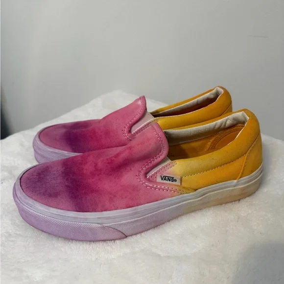 Vans Size 6 Classic Slip-On Pink Yellow Ombré - Picture 2 of 10